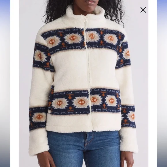 Lucky Brand Geo Print Faux Fur Jacket - Picture 3 of 3